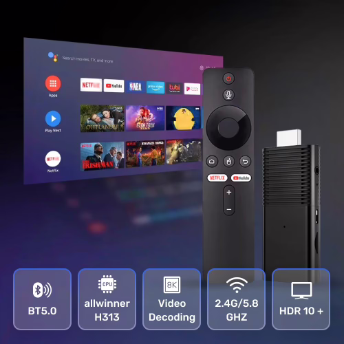 Flixy smart stick connected to a TV HDMI port